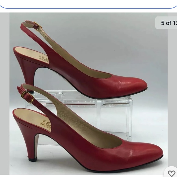 Salvatore Ferragamo slingback red woman’s 7 -4A - Picture 5 of 12
